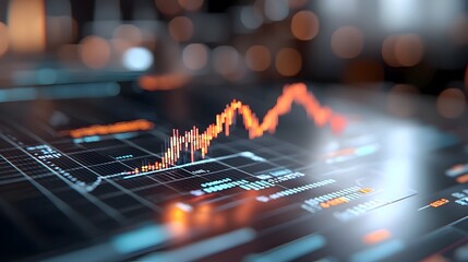 A captivating holographic 3D visualization of a bustling exchange trading floor in a contemporary financial center featuring holographic data displays a blur of activity and a clean