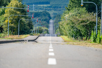 北海道の真っ直ぐな道路