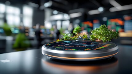 Futuristic holographic interface showcasing a thriving exchange with brilliant neon tinged data streams and a team of traders intensely monitoring multiple screens