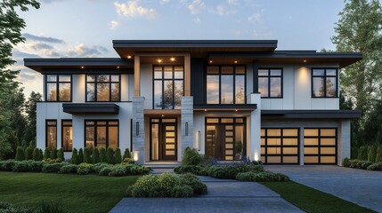 3d rendered modern house