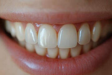 Close Up of White Smile with Healthy Teeth and Gums