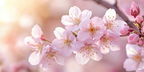 Fototapeta premium Delicate pink cherry blossoms in bloom.