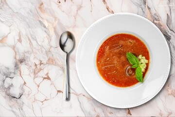 Fresh prepared tasty homemade soup dish