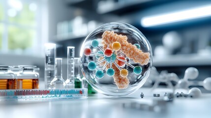 A cinematic cutaway view showcasing the intricate molecular structure with transparent surfaces revealing the inner workings and color coded atomic elements