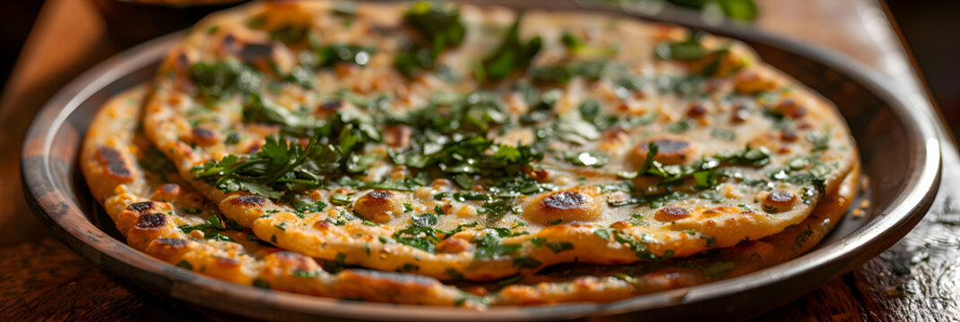 Methi paratha with fresh fenugreek leaves