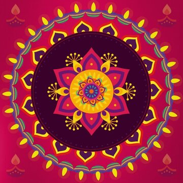 Vibrant Animated Diwali Rangoli Design | Bright Colors Animated Backdrop