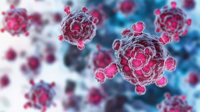 Cancer cells forming a tumor mass highly detailed microscopic image of cancer cells clustering together to form a tumor