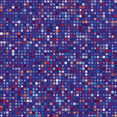 Seamless background pattern. Rounded squares in multiple colors. Vibrant shades of purple and blue. Amazing vector illustration.