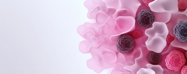 Melanoma cells under high magnification detailed view of melanoma skin cancer cells, with dark pigmentation and irregular cellular shapes under a microscope