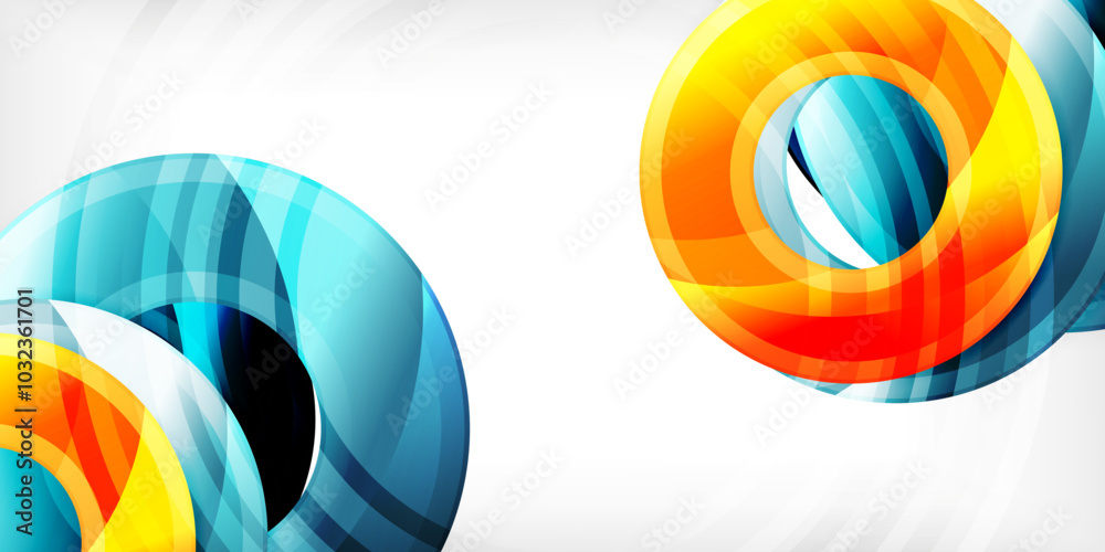Aufkleber Bright colorful circles with light effects. Abstract background
