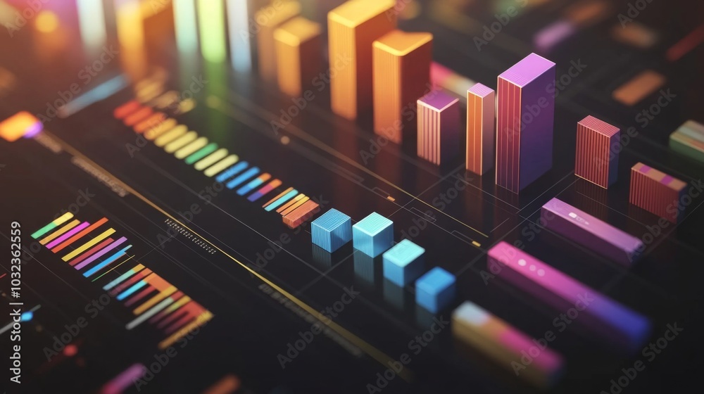 Fototapete colorful data visualization and graphs for analysis