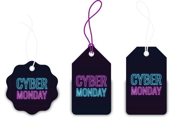 Cyber monday sale tag set,labels with cord.