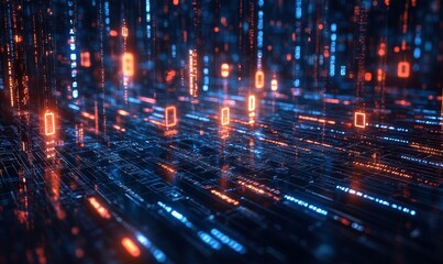 Fototapeta premium Email enveloped in layers of digital encryption, secure transmission of sensitive information with intricate digital patterns and symbols representing, Generative AI