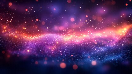 Fototapeta premium Teal bokeh lights softly floating over a rich purple background, creating a peaceful, dream-like scene,