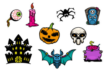 set of assorted halloween elements.
