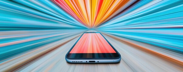 Fototapeta premium User endlessly scrolling on a smartphone, screen blur suggesting mindless consumption, people technology scrolling, digital overconsumption