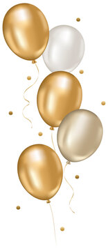 Gold and White Balloons with Confetti