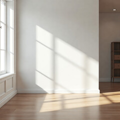 Room with a white wall and wooden floor