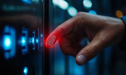 Fingerprint Scanner Enhancing Transaction Security and Cybersecurity Fingerprint scan technology ensures robust security measures, safeguarding transactions and bolstering cybersecurity, Generative AI