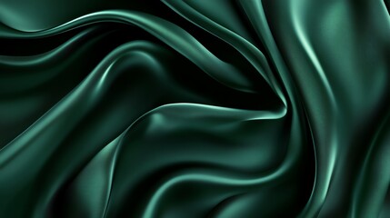 Emerald green satin fabric with smooth, flowing curves, creating a luxurious and elegant backdrop