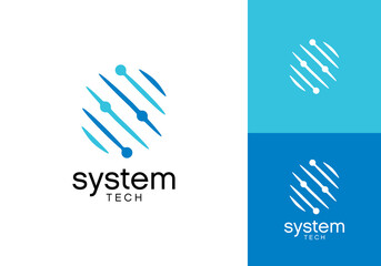 tech planet logo design. globe data connection technology icon symbol vector	