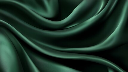 Emerald green satin fabric with smooth, flowing curves, creating a luxurious and elegant backdrop