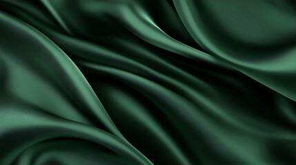 Obraz premium Emerald green satin fabric with smooth, flowing curves, creating a luxurious and elegant backdrop