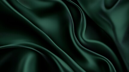 Obraz premium Emerald green satin fabric with smooth, flowing curves, creating a luxurious and elegant backdrop