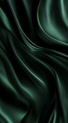 Obraz premium Emerald green satin fabric with smooth, flowing curves, creating a luxurious and elegant backdrop
