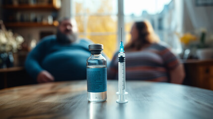 Medical Syringe and Vial with Clear Liquid on a Table