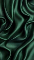 Obraz premium Emerald green satin fabric with smooth, flowing curves, creating a luxurious and elegant backdrop