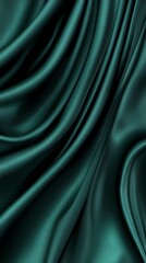 Emerald green satin fabric with smooth, flowing curves, creating a luxurious and elegant backdrop