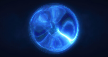 A glowing blue orb with fluid, swirling patterns inside, set against a dark background. Perfect for futuristic, sci-fi, or abstract design themes.