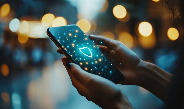 Safety and Privacy hand person using a smartphone with a shield icon overlay, emphasizing the importance of safety and privacy in online dating, Generative AI