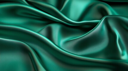 Obraz premium Green satin fabric with smooth texture, perfect for elegant decoration