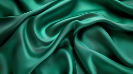 Obraz premium Green satin fabric with smooth texture, perfect for elegant decoration