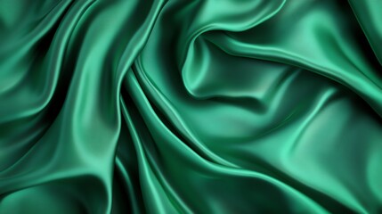 Obraz premium Green satin fabric with smooth texture, perfect for elegant decoration