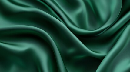 Fototapeta premium Green satin fabric with smooth texture, perfect for elegant decoration