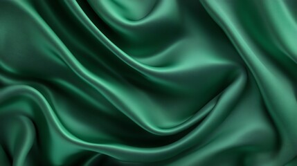 Fototapeta premium Green satin fabric with smooth texture, perfect for elegant decoration