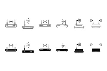 Wifi router icon set. Collection of vector symbol in trendy flat style on white background.
