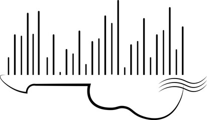 Obraz premium Music design. Horizontal sound wave and electric guitar. For concert, music, stickers, t-shirts.