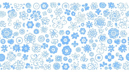 Minimalist sky blue floral seamless pattern with abstract botanical shapes and clean modern design  Repeating geometric floral motif in a soft calming color palette creates a beautiful