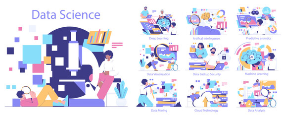 Data Science. Flat Vector Illustration
