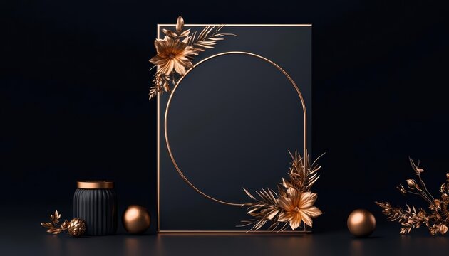 Elegant frame with floral accents on a dark background, perfect for invitations or announcements.