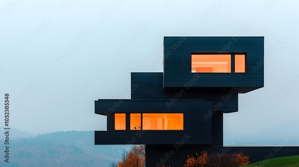Aufkleber Detailed cross section showcasing the sophisticated layered architecture and interior design of a modern cutting edge building  The image highlights the precise engineering materials