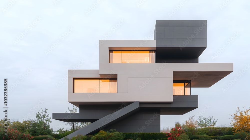 Aufkleber Detailed Cross section of a Contemporary Architectural Building Design Showcasing Intricate Layers of Modern Interior and Exterior Structure