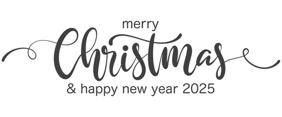 Merry Christmas card. Hand drawn brush style modern calligraphy. Vector illustration of handwritten lettering. Vector eps