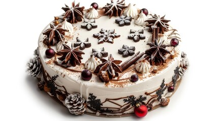 Festive Christmas Cake with Star Anise and Meringue