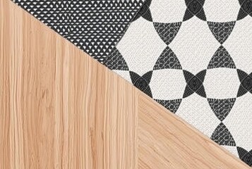Texture Combination of smooth wood finishes with geometric patte