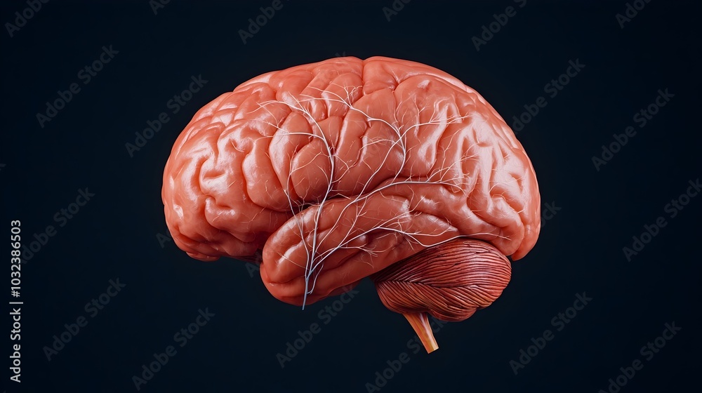 Poster highly detailed cross sectional of the human brain showcasing the intricate anatomy structures and n